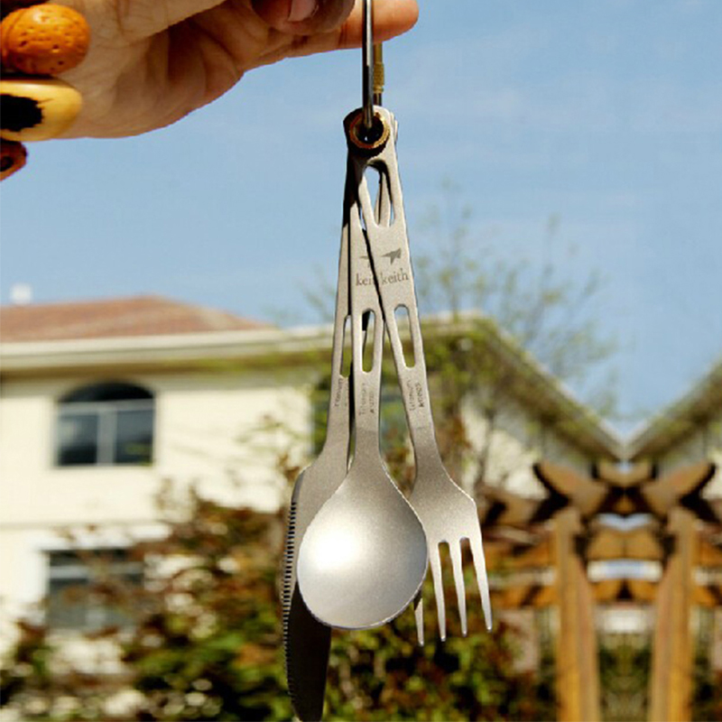Camping Cooking System - Keith 3 szt. Zestaw sztućców tytanowy