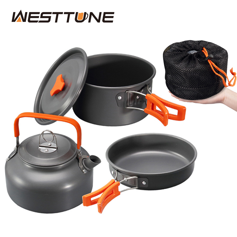 Camping Cooking And Eating - WESTTUNE Zestaw naczyń kempingowych Aluminiowy przenośny