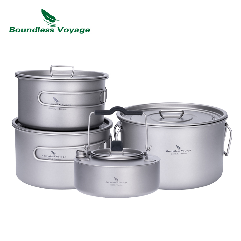 Camping Cooking Tool Set - Boundless Voyage Tytanowy Zestaw Garnków z