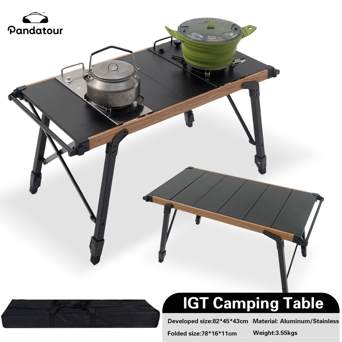 Camping Cooking Plate - Stół kempingowy Pandatour IGT, składany, aluminiowy,