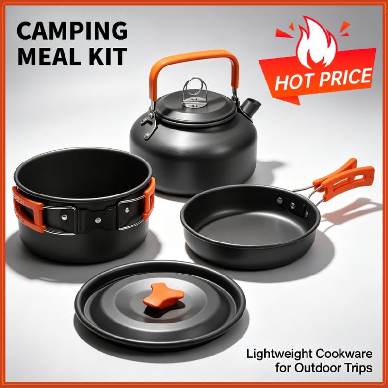 Camping Cooking Set With Bag - Zestaw do gotowania na kempingu, naczynia
