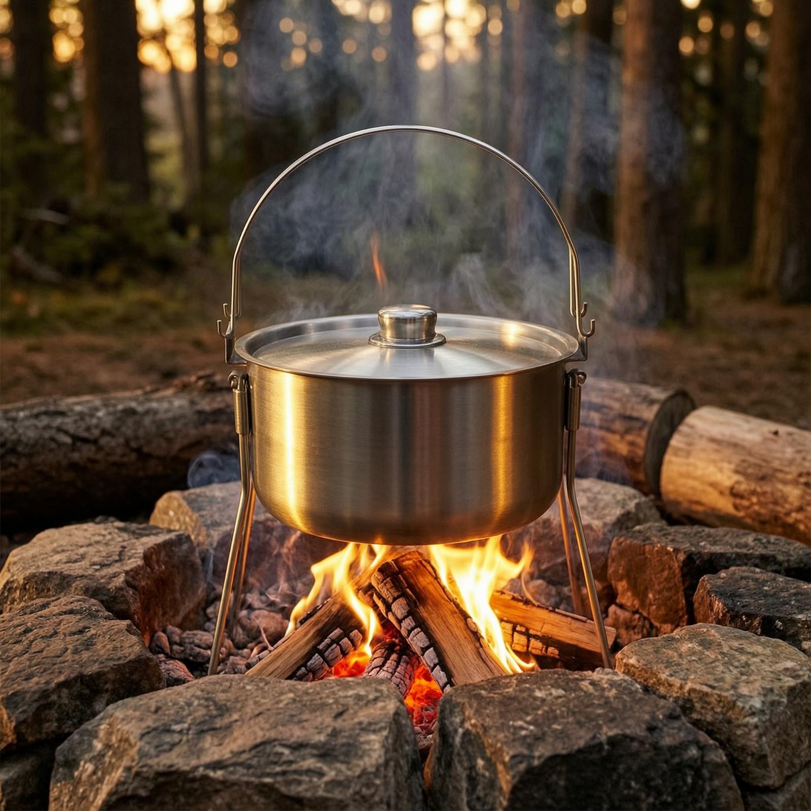 Garnek z ramą trójnogiem, ze s – Camping Cooking Tripod recenzja i cena