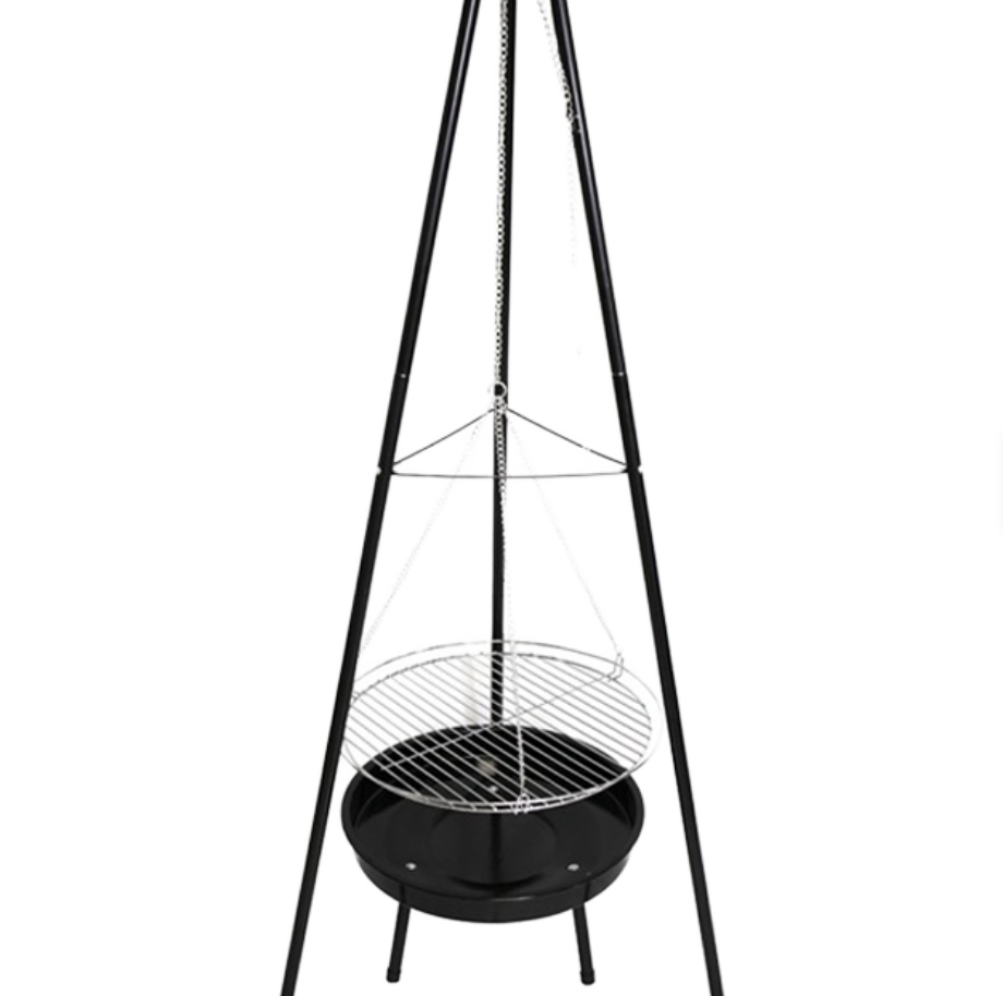 Wytrzymały grill wiszący na tr – Camping Cooking Tripod recenzja i cena