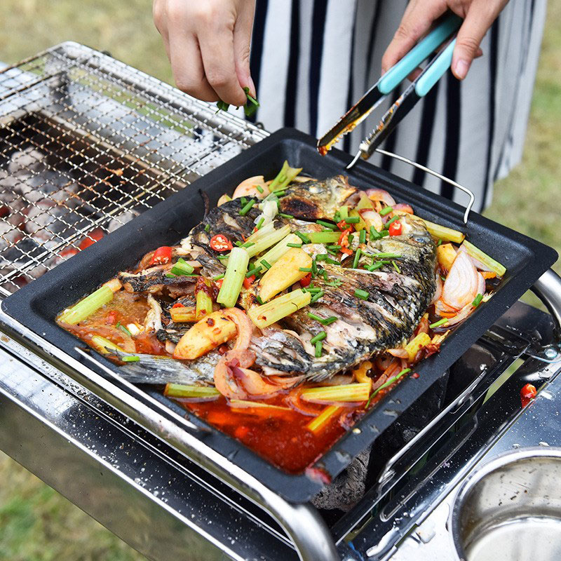 Gruba kwadratowa patelnia gril – Camping Cooking Plate recenzja i cena