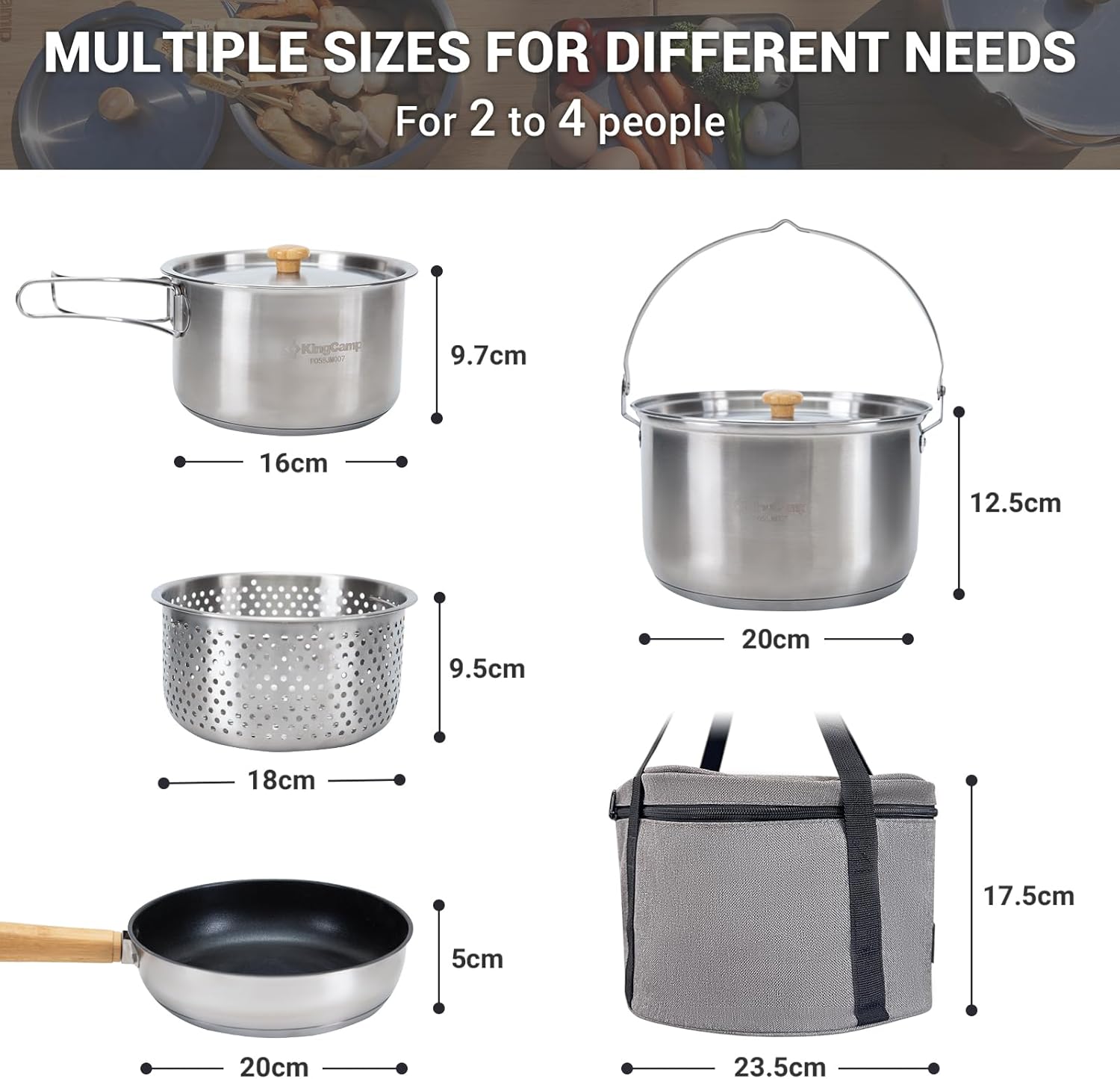 Zestaw naczyń kempingowych ze  – Camping Cooking Set With Bag recenzja i cena